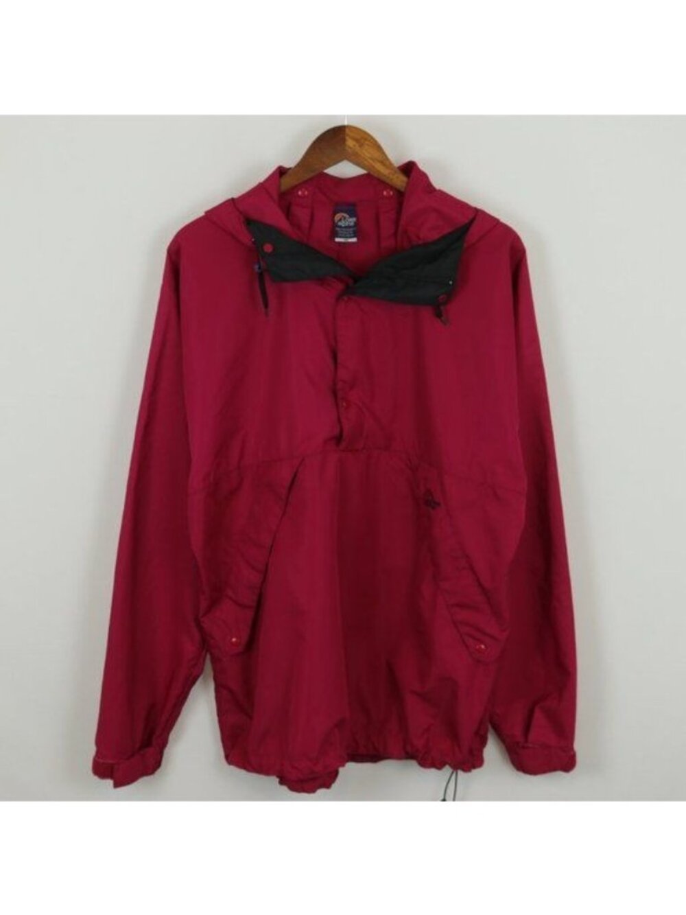 Lowe Alpine Men's Medium Red Hooded 1/4 Zip Pullover Anorak Windbreaker Jacket